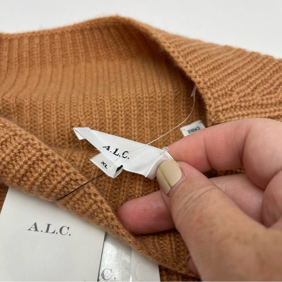 A.L.C. Helena Ribbed Lambswool Cashmere Blend Sweater Womens‎ Size XL Tan NEW - Picture 4 of 13